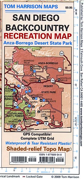 San Diego Backcountry Recreation Map by Tom Harrison