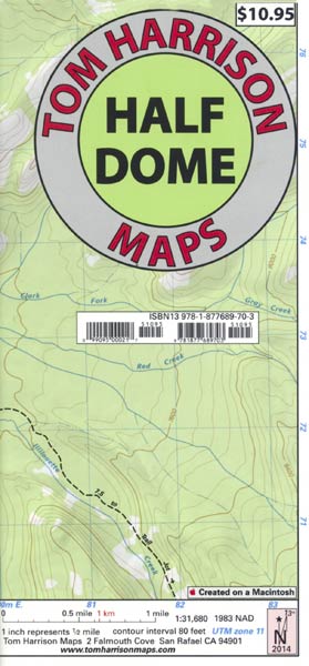 Half Dome (Yosemite) Trail Map by Tom Harrison